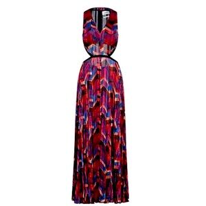 ba&sh Pia Herringbone Print Cutout Maxi Dress Size M Medium EUC